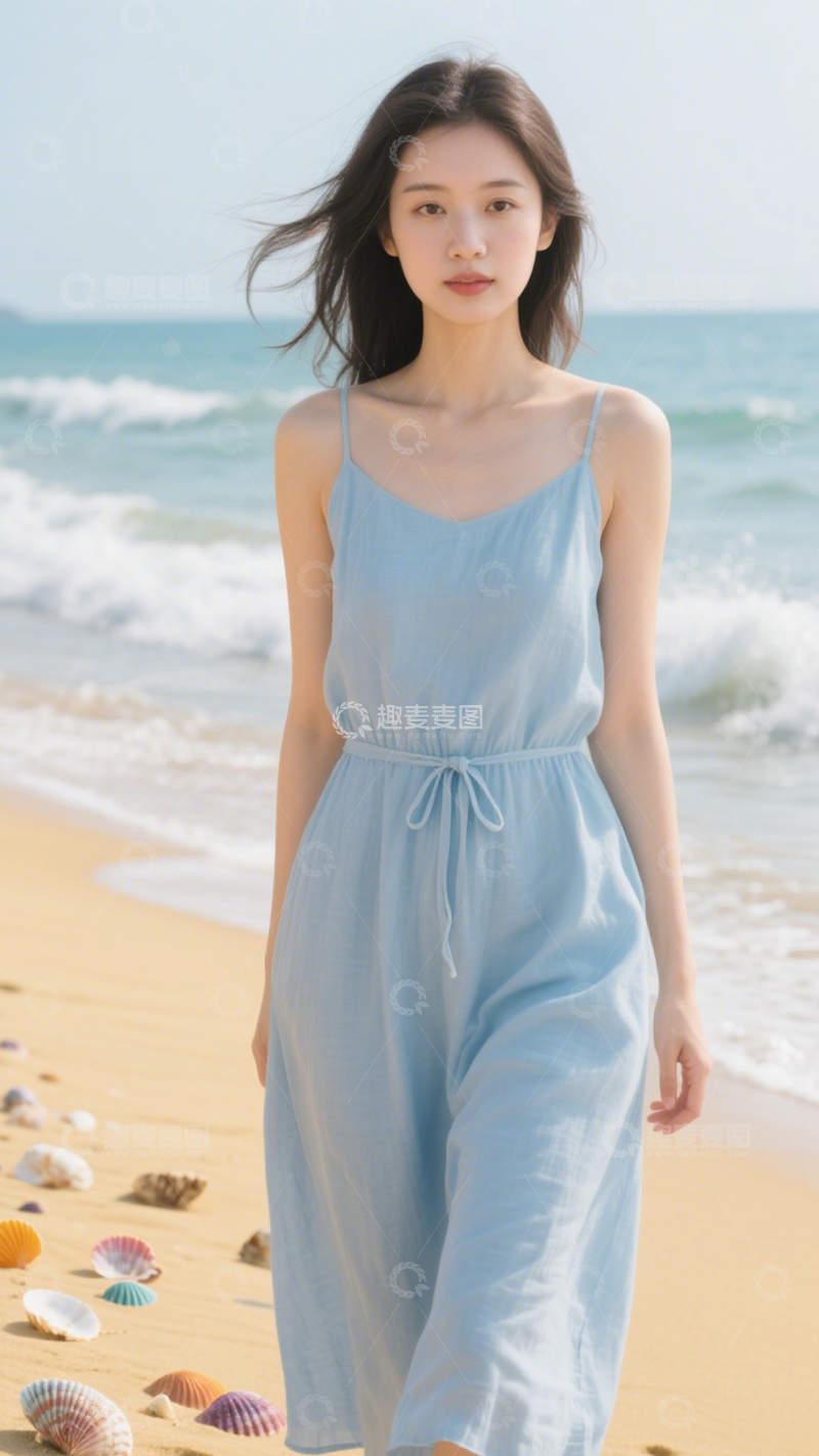 高清大图下载【趣麦麦图】浅蓝裙清新风1