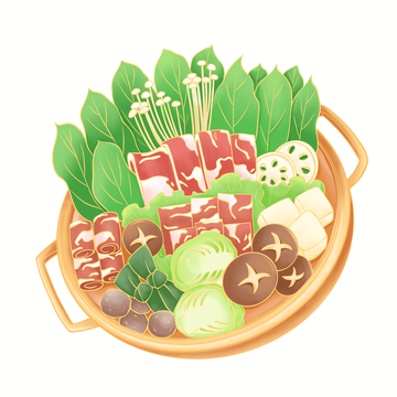 国潮风火锅插画元素