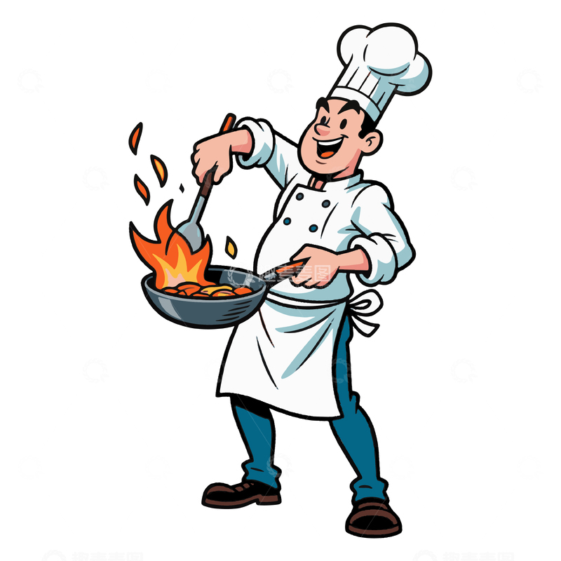 源文件下载【趣麦麦图】在爆炒的中餐厨师