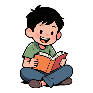 坐着看书的男孩