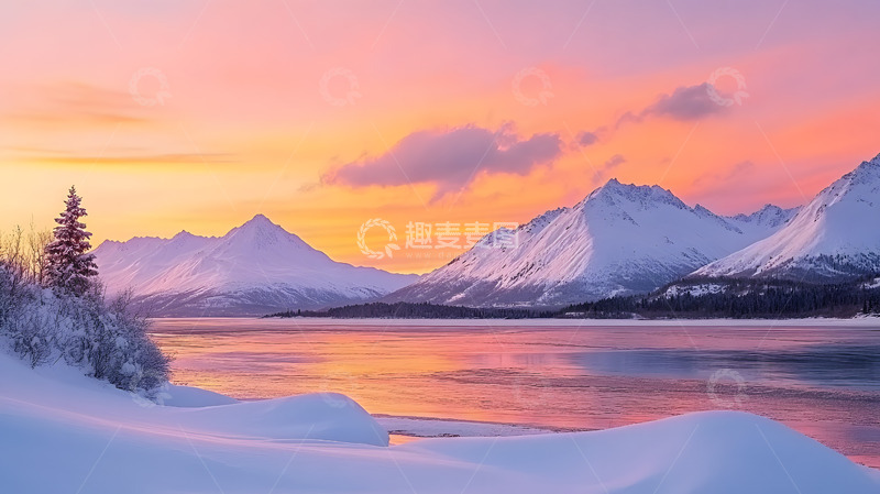 高清大图下载【趣麦麦图】雪山上的晚霞1234