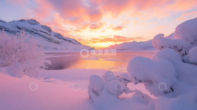 高清大图下载【趣麦麦图】雪山上的晚霞123