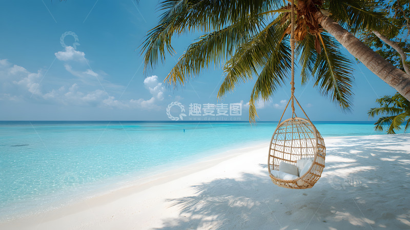 高清大图下载【趣麦麦图】沙滩上的椰树