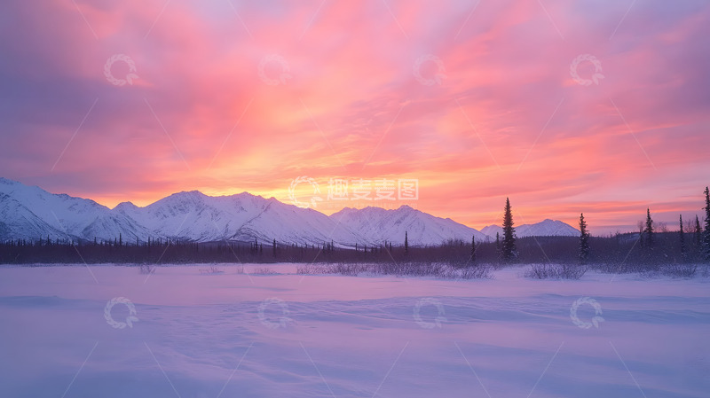 高清大图下载【趣麦麦图】雪山上的晚霞123456