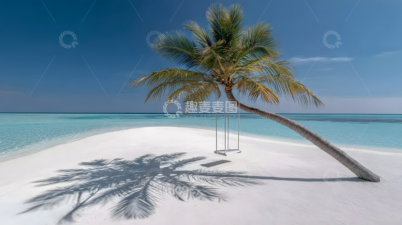 高清大图下载【趣麦麦图】沙滩上的椰树1