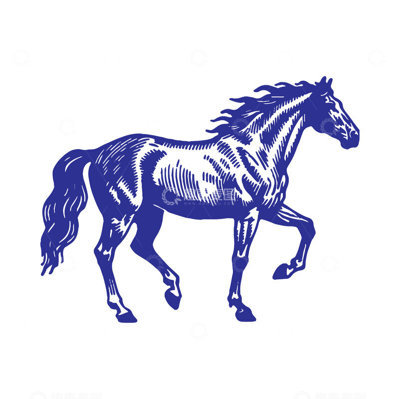 源文件下载【趣麦麦图】动物马版画插画图线稿免扣素材