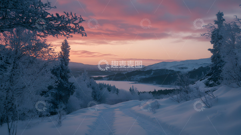 高清大图下载【趣麦麦图】雪山上的晚霞12