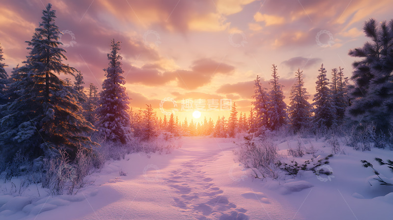 高清大图下载【趣麦麦图】雪山上的晚霞12345678