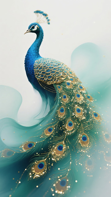 华丽孔雀插画12