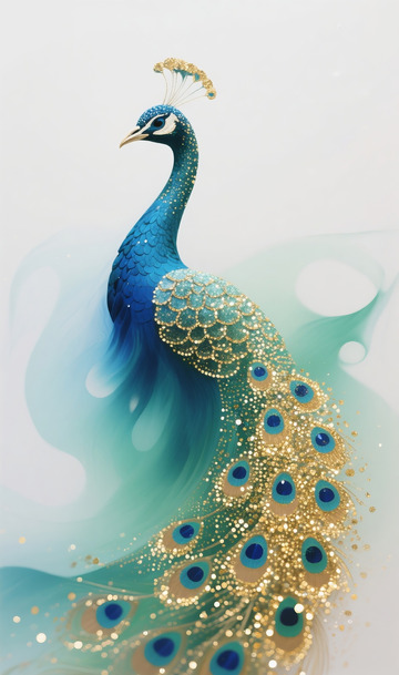 华丽孔雀插画123