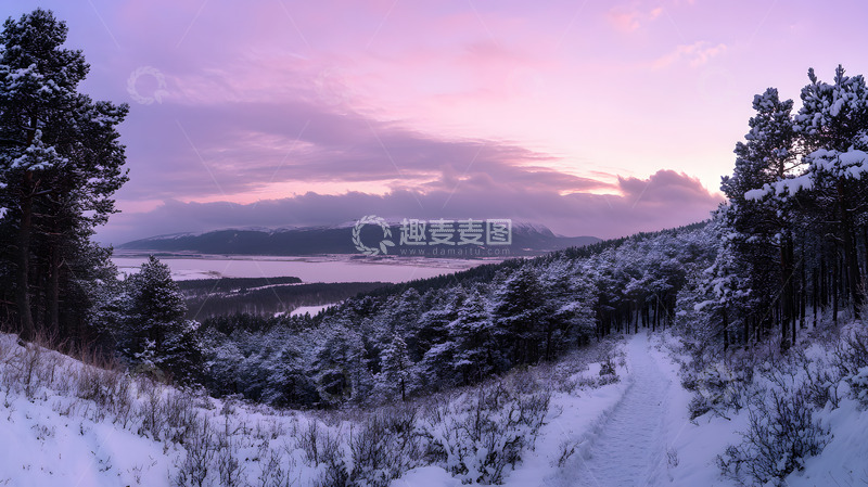 高清大图下载【趣麦麦图】雪山上的晚霞1