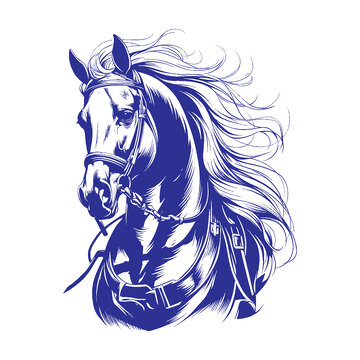 动物马线描钢笔画插画图线稿版画免扣素材