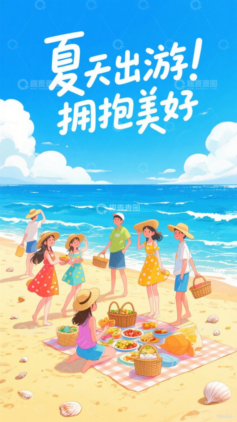 高清大图下载【趣麦麦图】夏季海边的惬意时光1