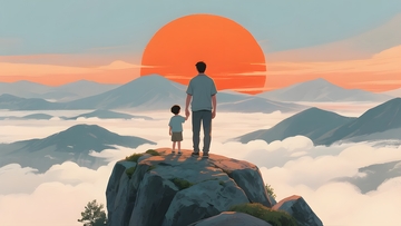 父子登山共赏落日2