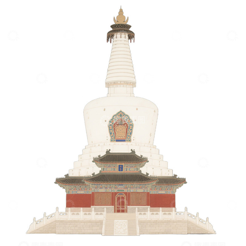 高清大图下载【趣麦麦图】北京地标白塔免抠元素