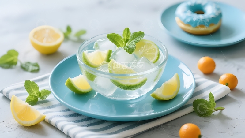 高清大图下载【趣麦麦图】青柠柠檬冰饮配甜点2