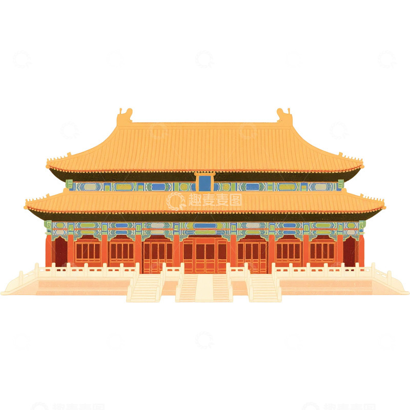 高清大图下载【趣麦麦图】国潮北京地标建筑故宫免抠元素