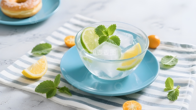 高清大图下载【趣麦麦图】青柠柠檬冰饮配甜点1