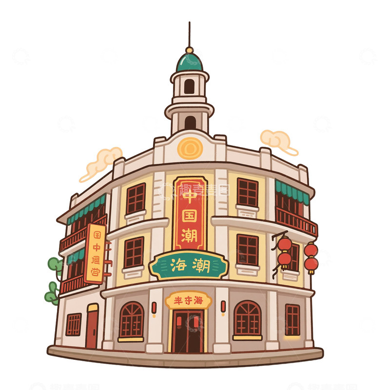 高清大图下载【趣麦麦图】老上海地标免抠元素