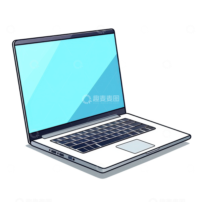 高清大图下载【趣麦麦图】卡通简约一个笔记本电脑