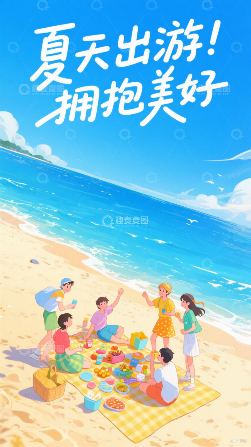高清大图下载【趣麦麦图】夏季海边的惬意时光123