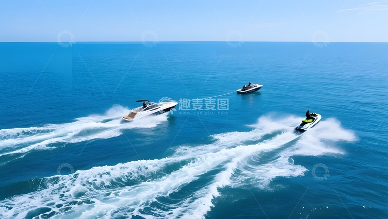 高清大图下载【趣麦麦图】海上摩托艇与快艇竞速3