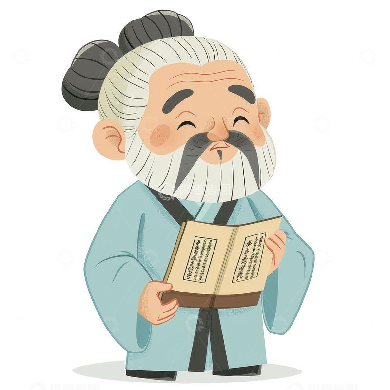高清大图下载【趣麦麦图】卡通简约古代读书人