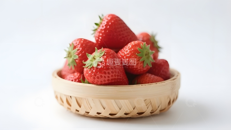 高清大图下载【趣麦麦图】-竹编篮盛鲜草莓