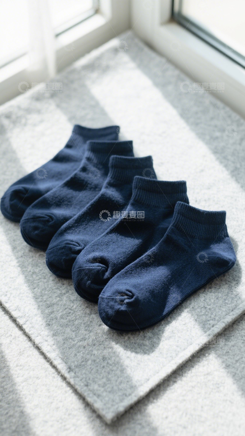 高清大图下载【趣麦麦图】藏青短袜基础搭1