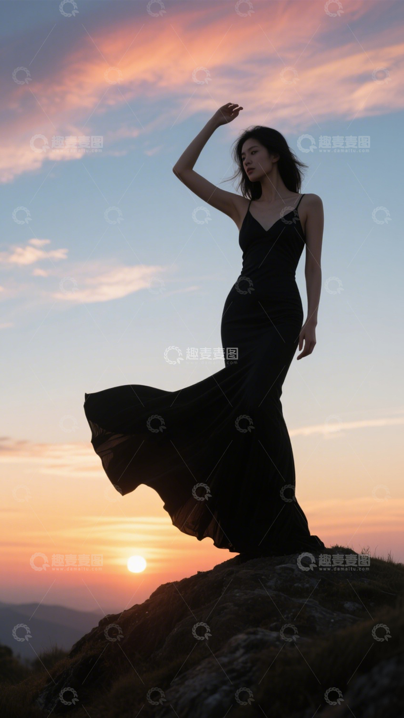 高清大图下载【趣麦麦图】黑长裙优雅搭2