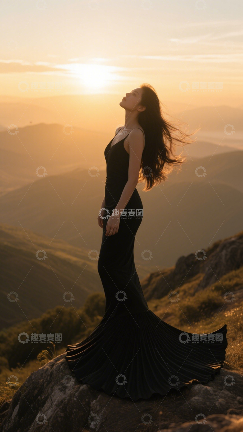 高清大图下载【趣麦麦图】黑长裙优雅搭