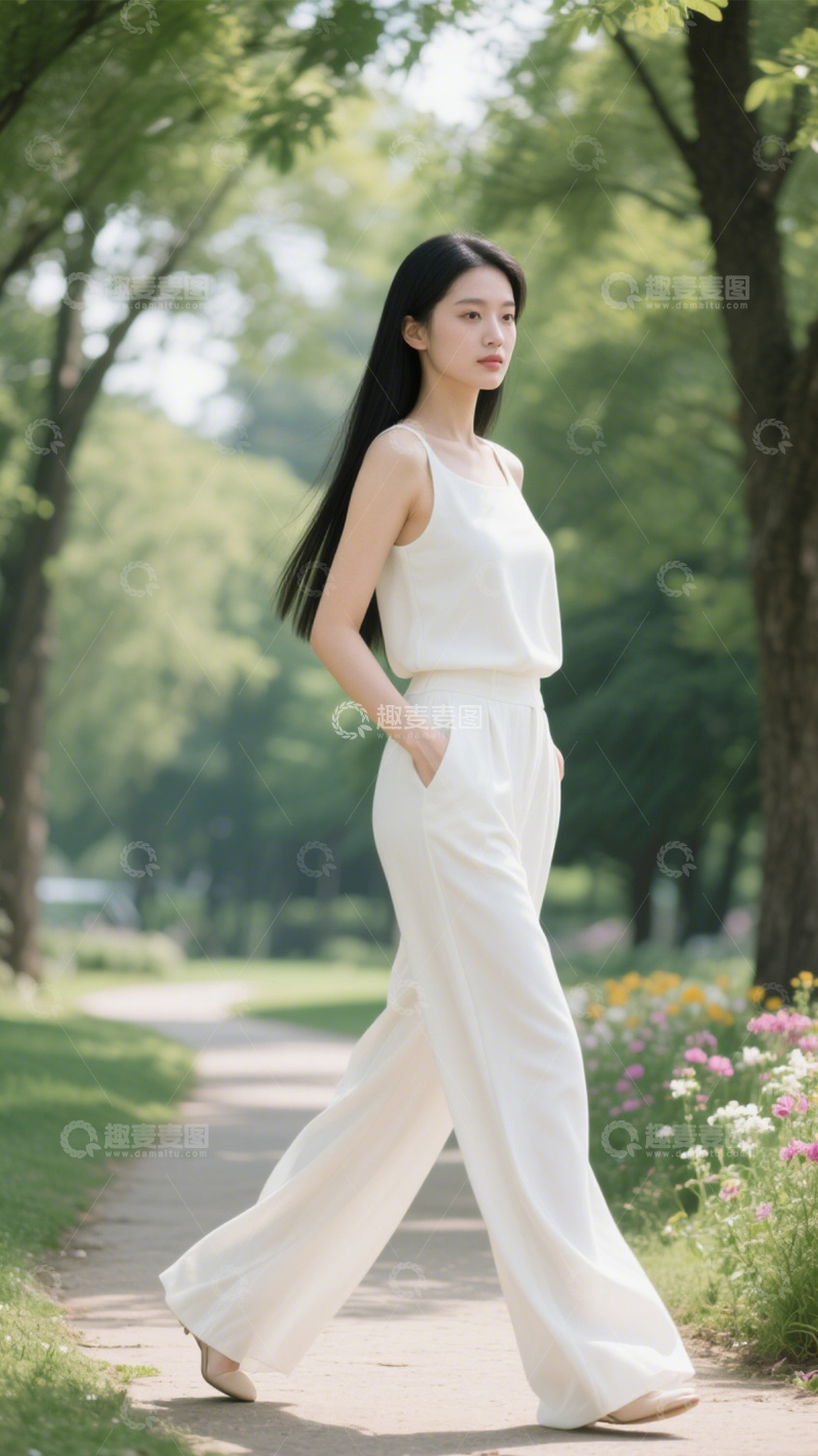 高清大图下载【趣麦麦图】白连体裤简约搭3