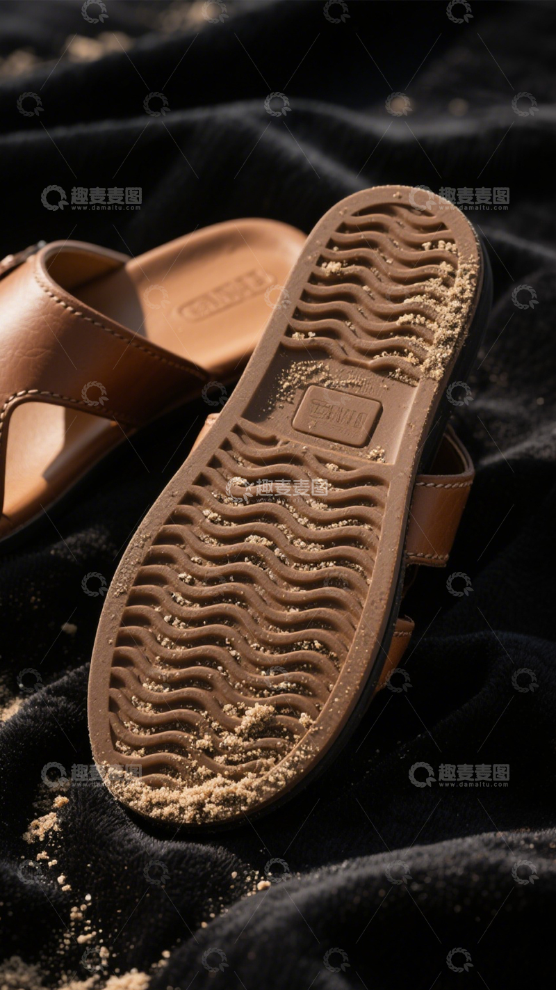 高清大图下载【趣麦麦图】棕皮凉鞋夏日风1