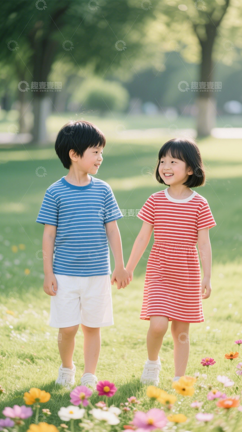 高清大图下载【趣麦麦图】条纹装童真搭2