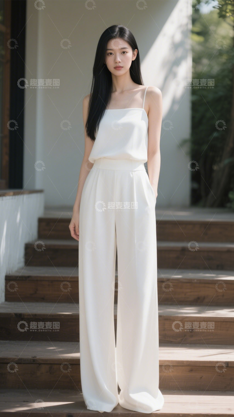 高清大图下载【趣麦麦图】白连体裤简约搭2