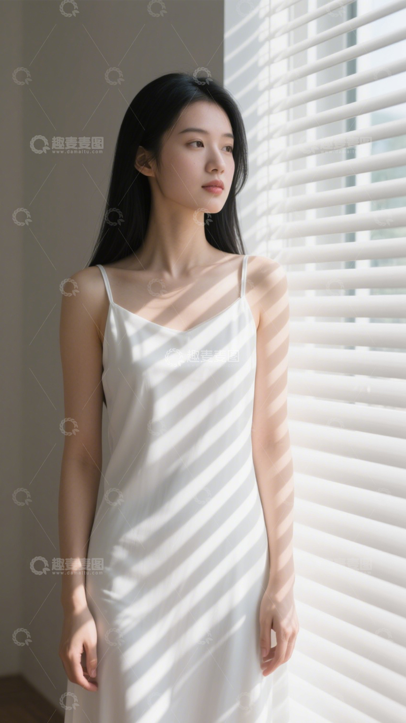 高清大图下载【趣麦麦图】白吊带裙简约感1