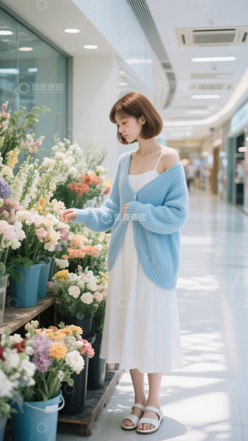 高清大图下载【趣麦麦图】白裙蓝衫日常风1