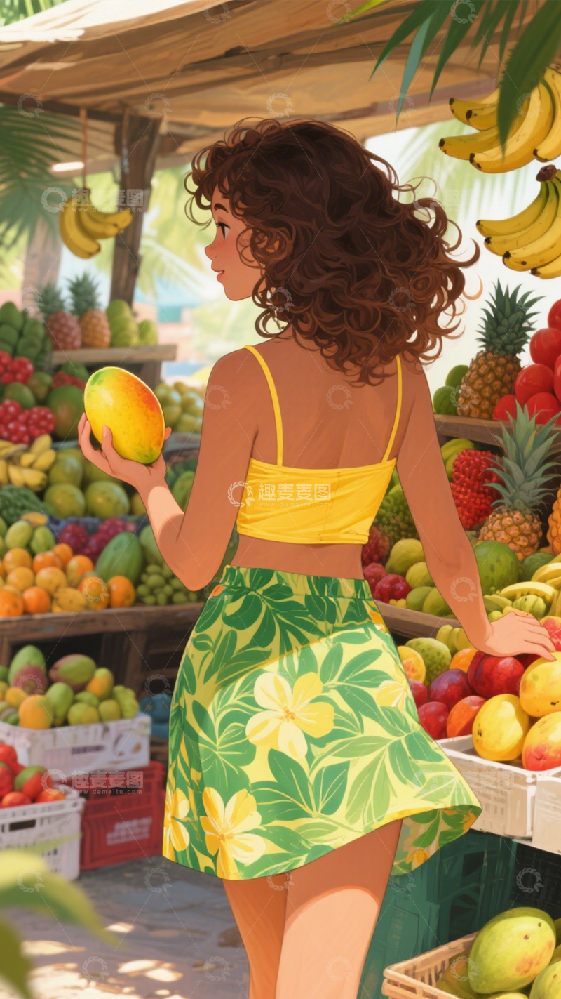 高清大图下载【趣麦麦图】黄衣绿裙度假风3