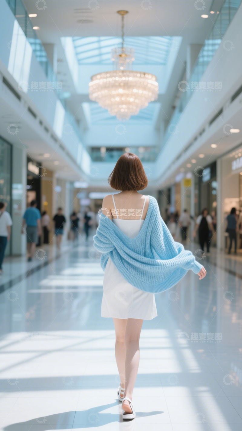 高清大图下载【趣麦麦图】白裙蓝衫日常风