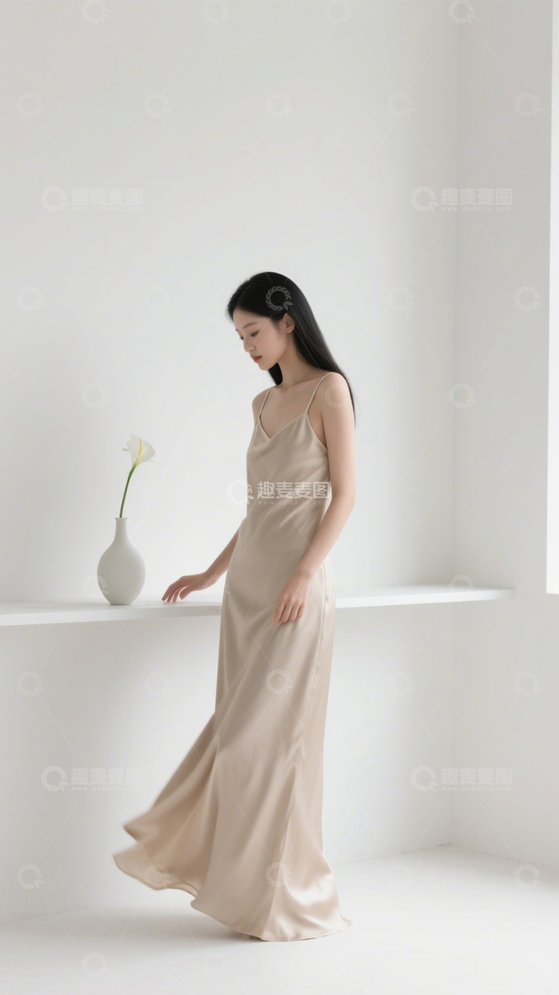 高清大图下载【趣麦麦图】香槟长裙优雅风1
