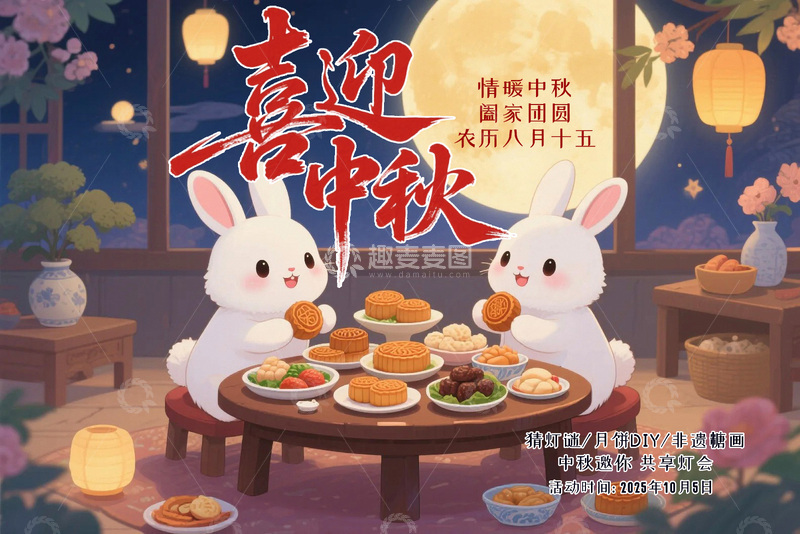 源文件下载【趣麦麦图】中秋节节日促销海报4