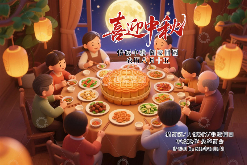 源文件下载【趣麦麦图】中秋节节日海报1234