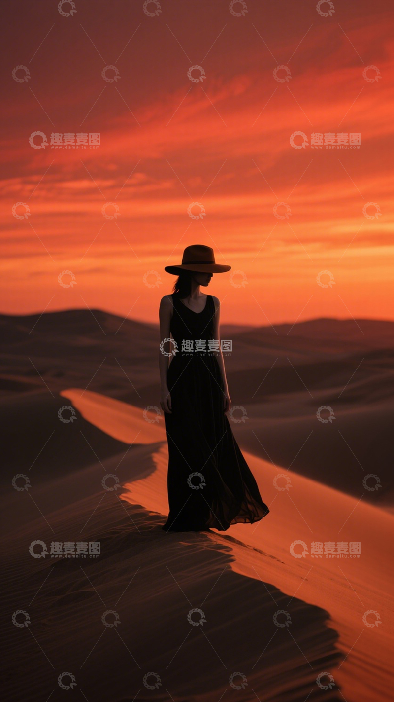 高清大图下载【趣麦麦图】沙漠落日旅行风