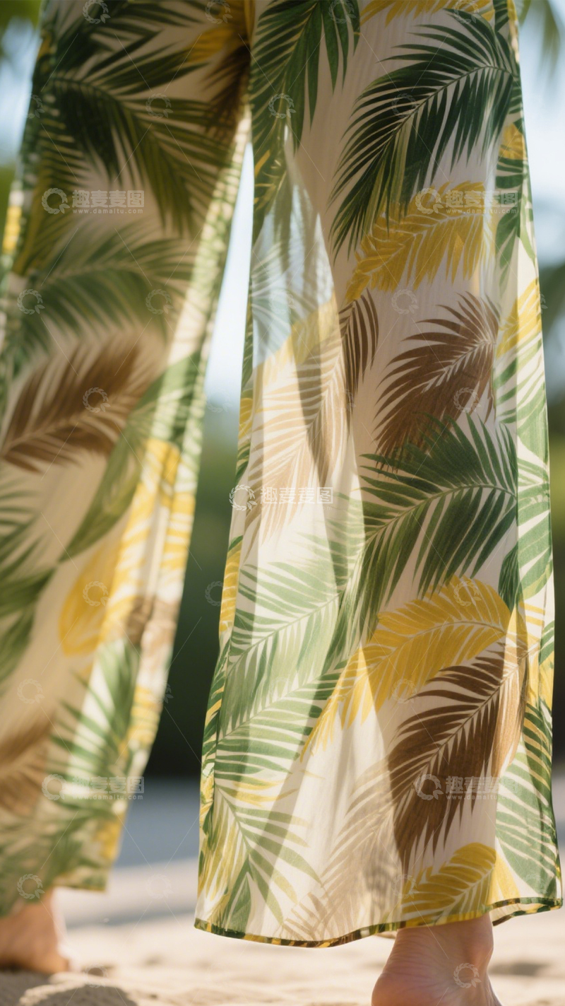 高清大图下载【趣麦麦图】度假风透纱裤1