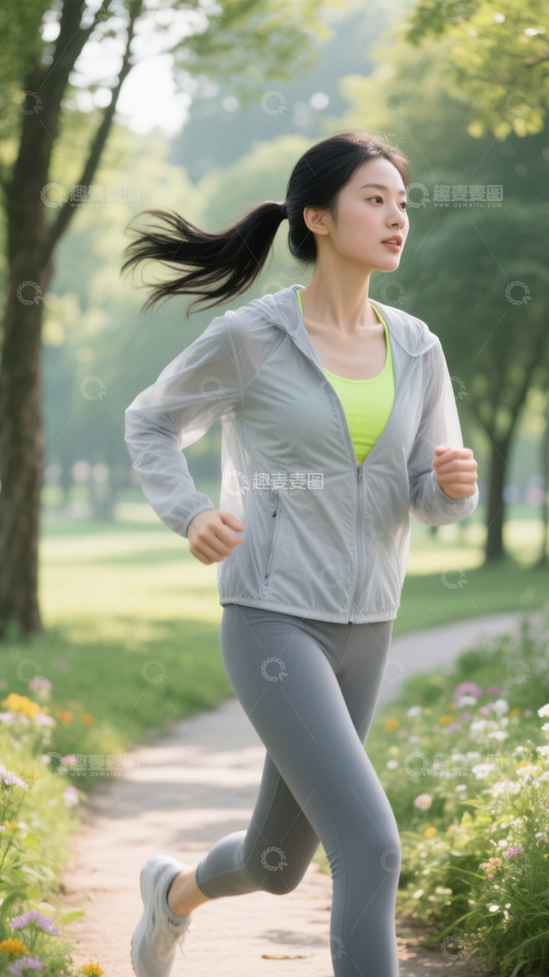 高清大图下载【趣麦麦图】公园跑步运动风