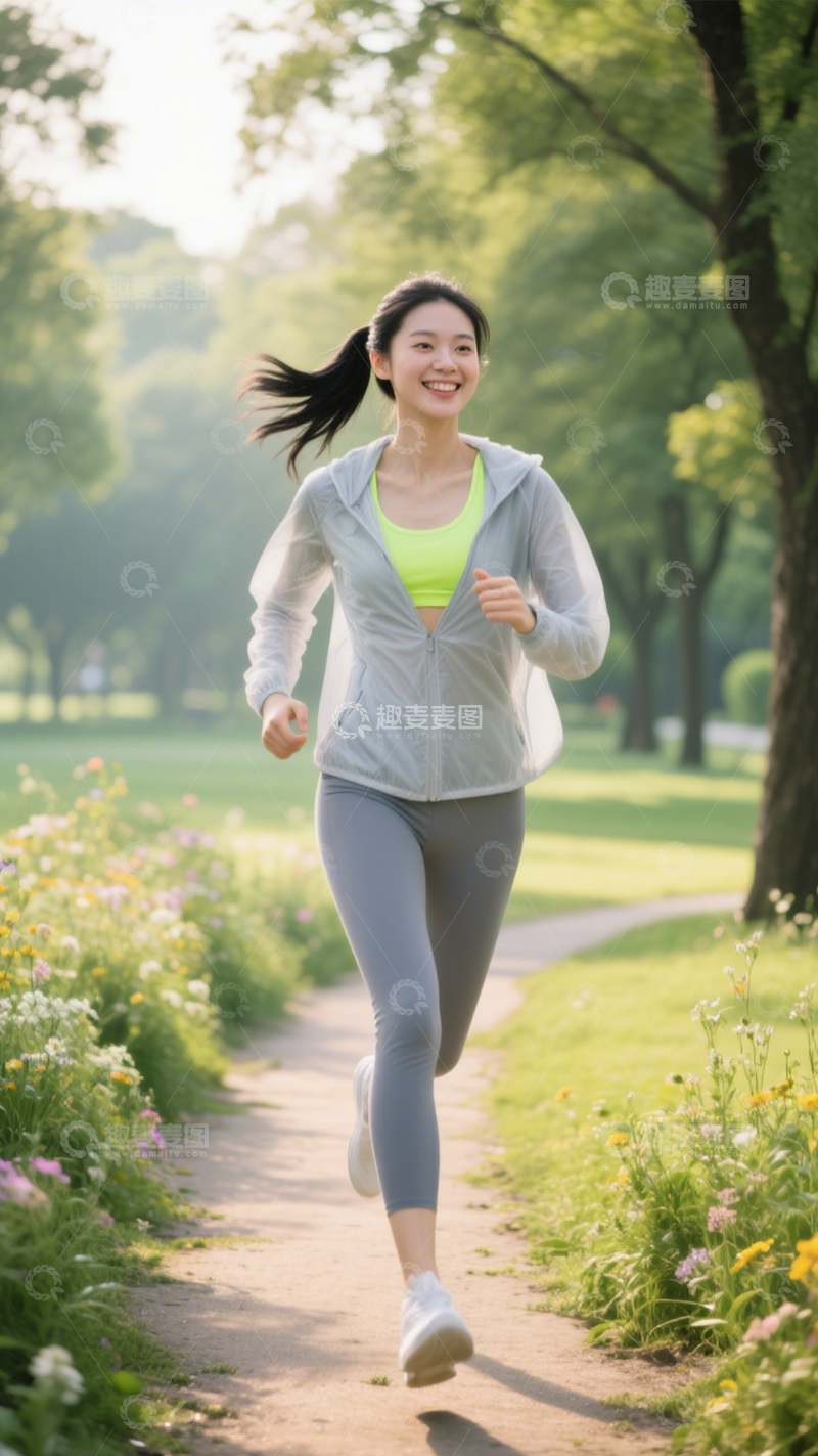 高清大图下载【趣麦麦图】公园跑步运动风2