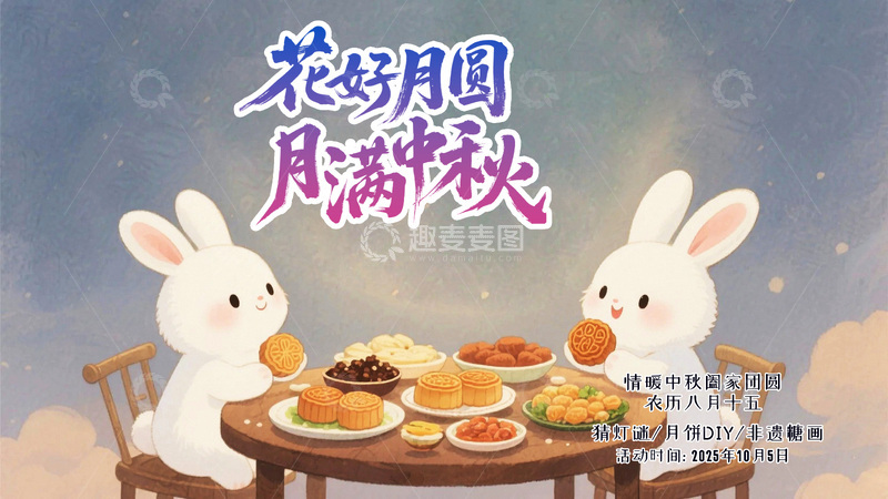 源文件下载【趣麦麦图】中秋节节日海报123