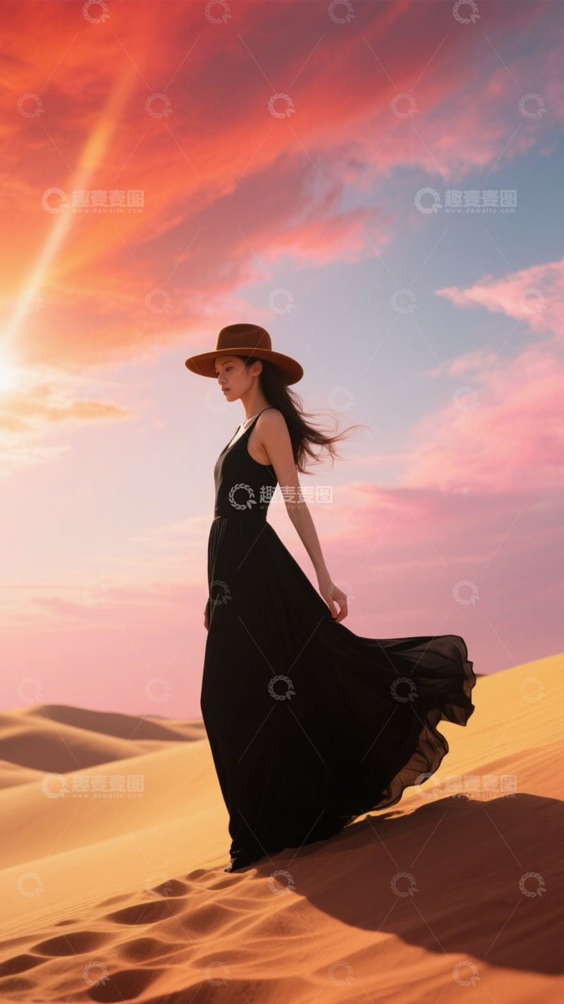 高清大图下载【趣麦麦图】沙漠落日旅行风2