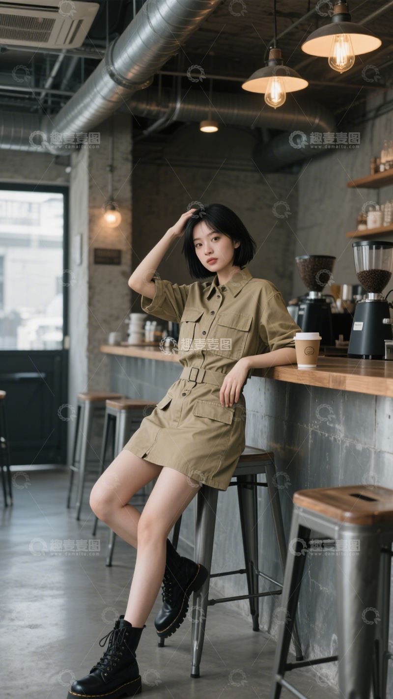 高清大图下载【趣麦麦图】咖啡馆休闲风穿搭