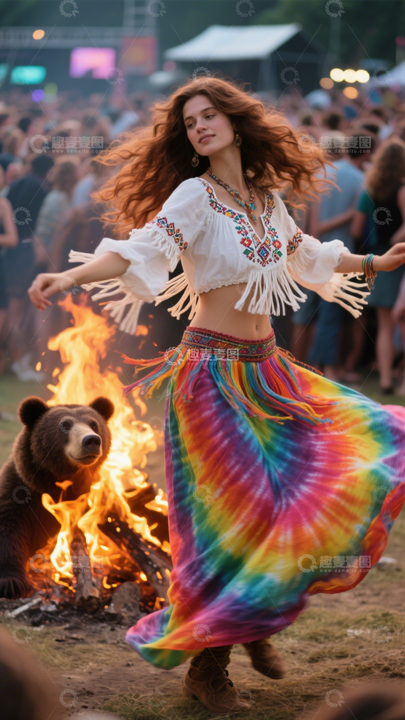 高清大图下载【趣麦麦图】音乐节民族风穿搭1